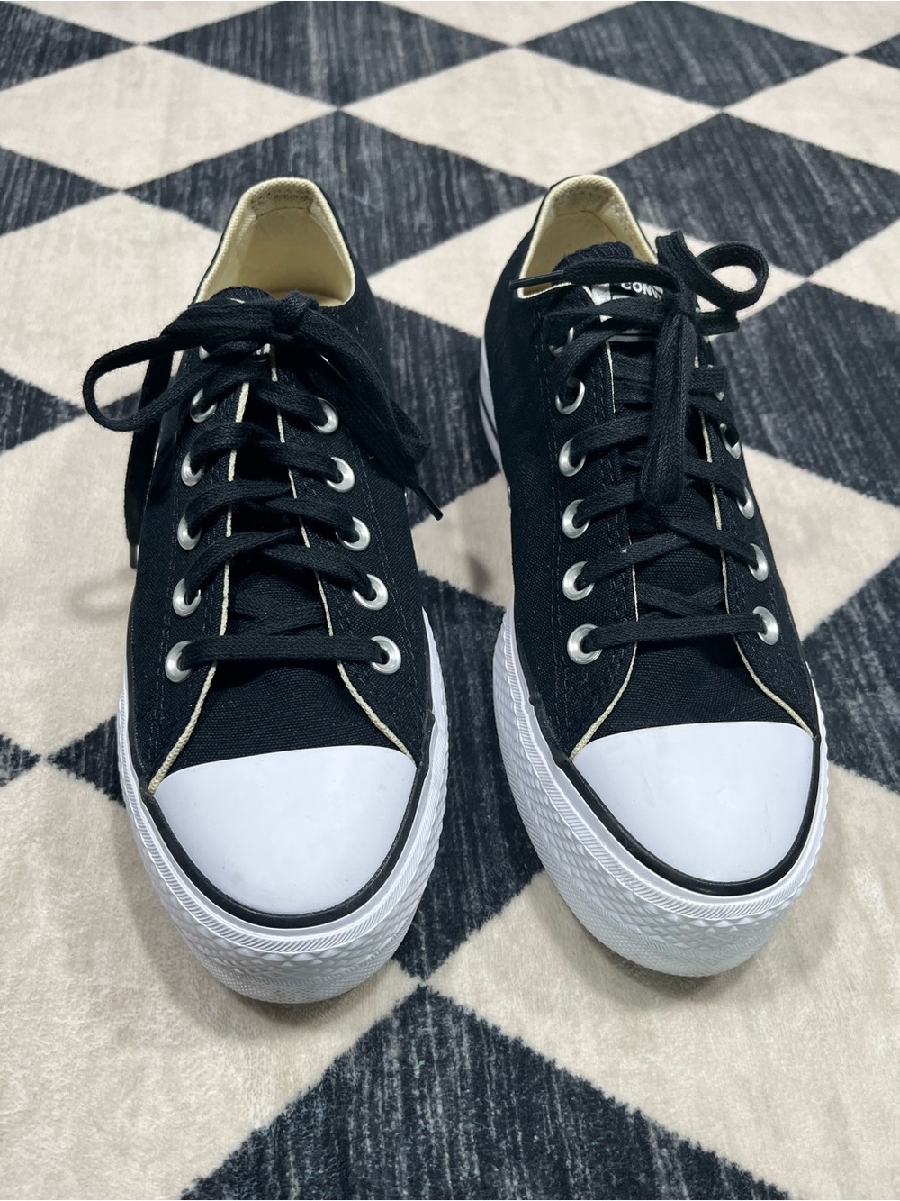 Converse Black Canvas Low-Top Sneakers with White Toe